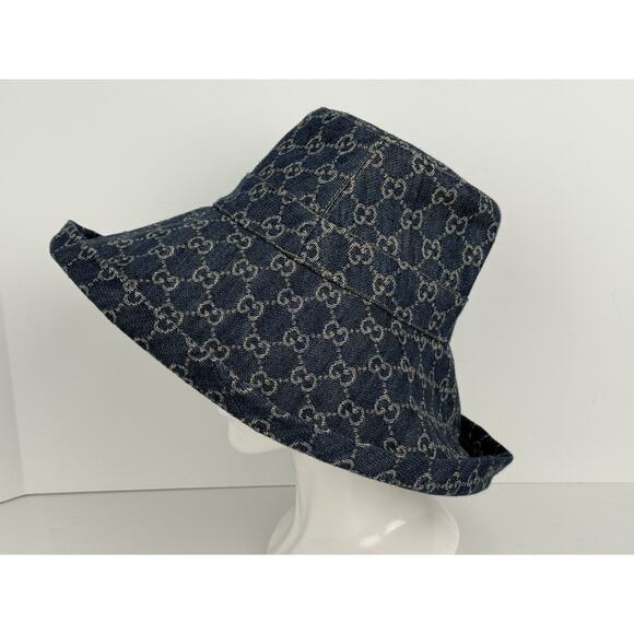 Gucci Blue Denim Wide Brim Hat - Picture 4 of 10